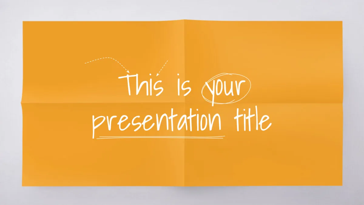 Free playful Powerpoint template or Google Slides theme for education with folded paper