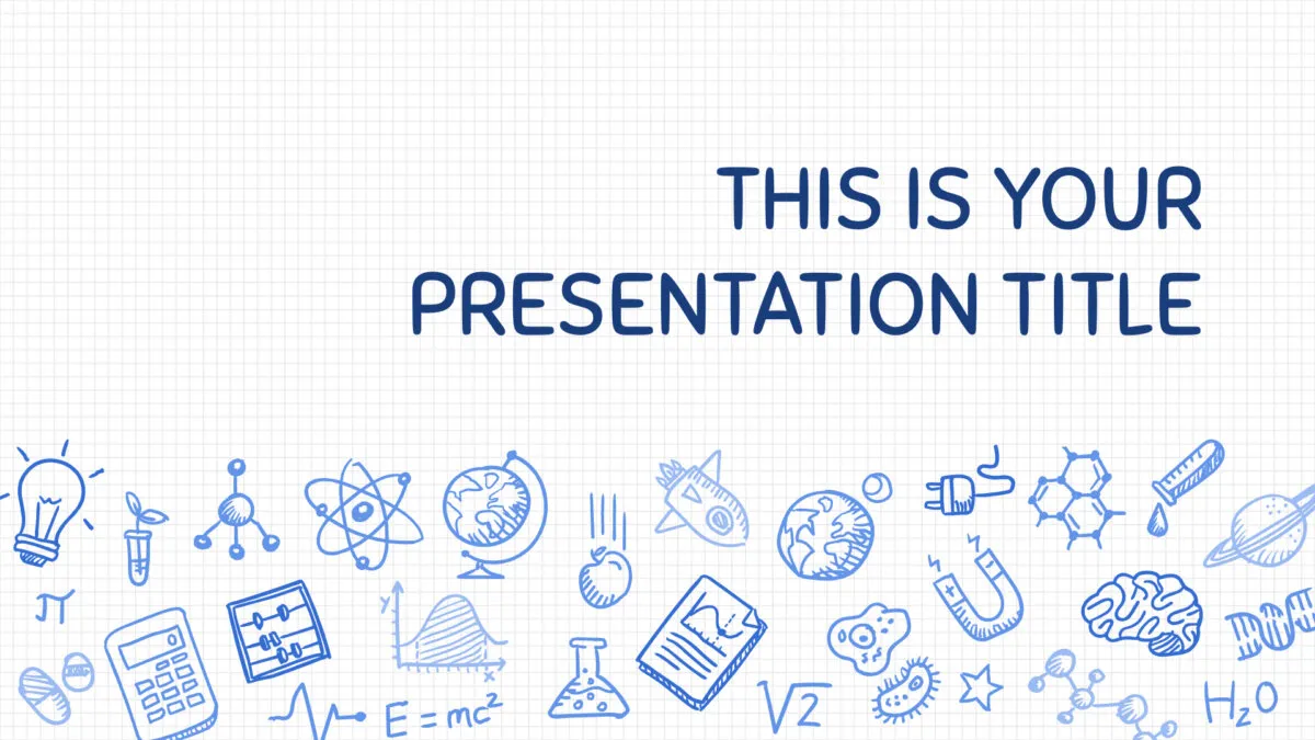 Free Powerpoint template or Google Slides theme with science drawings