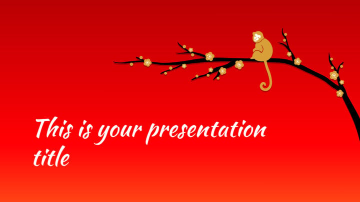 Ano Novo Chinês (O Macaco). Template PowerPoint grátis e tema do Google Slides