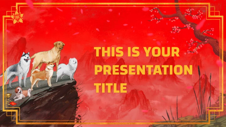 Año Nuevo Chino (El Perro). Plantilla PowerPoint gratis y tema de Google Slides