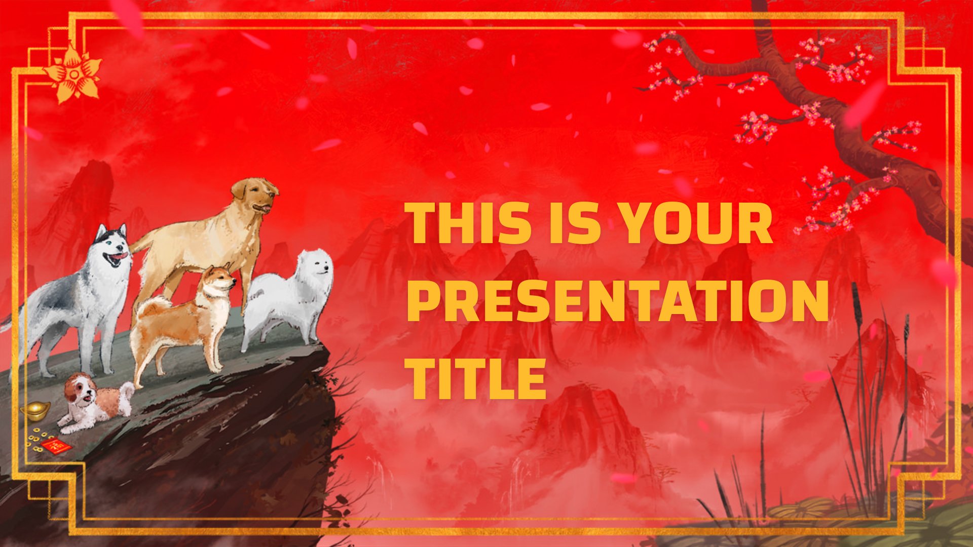 Chinese New Year of the Dog 2018 free Powerpoint template or Google Slides theme