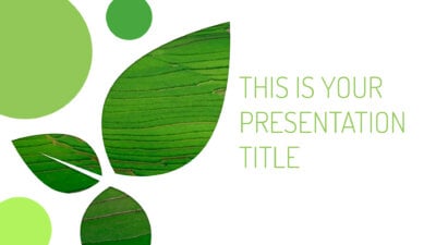 Free green Powerpoint template or Google Slides theme with leaves design
