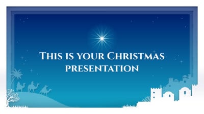 Free Christmas Powerpoint template or Google Slides theme simple with Bethlehem and star illustration