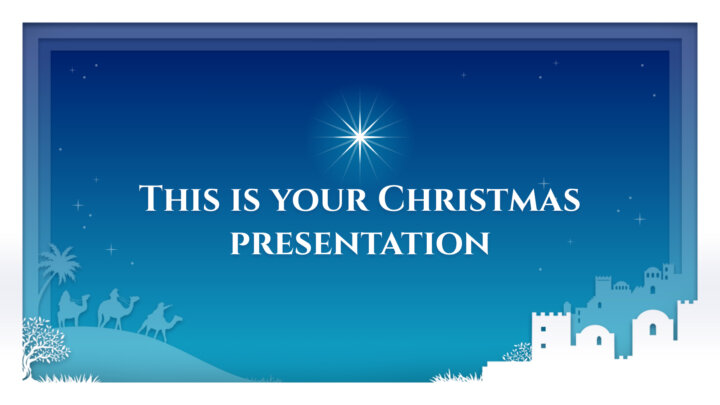 キリスト降誕のシーン付きの無料クリスマスPowerPointテンプレート＆Googleスライドのテーマ