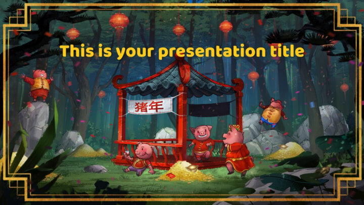 Ano Novo Chinês (O Porco). Template PowerPoint grátis e tema do Google Slides