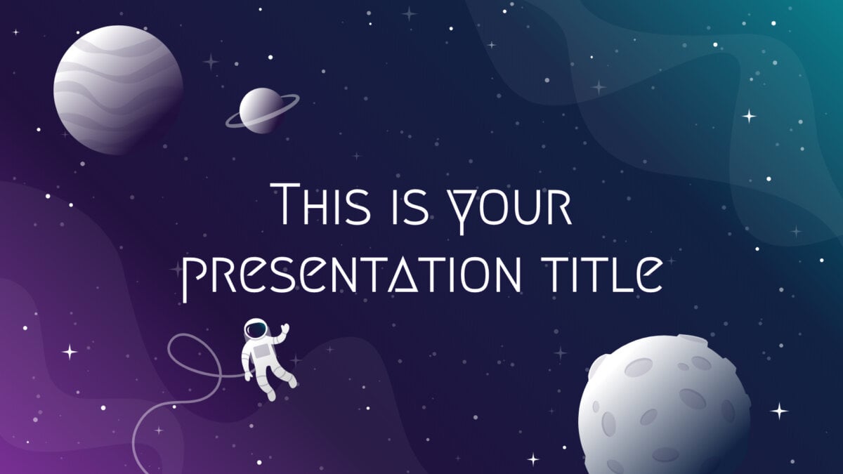 Free Powerpoint template or Google Slides theme with galaxy and space illustrations
