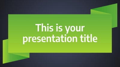 Free business Powerpoint template or Google Slides theme with green ribbons