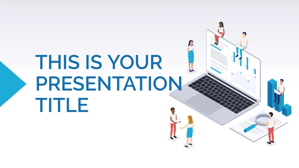 Plantilla de PowerPoint de marketing gratuita o tema de Google Slides con ilustraciones isométricas