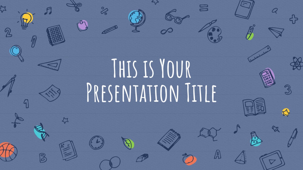 Free educational Powerpoint template or Google Slides theme with sketchnotes