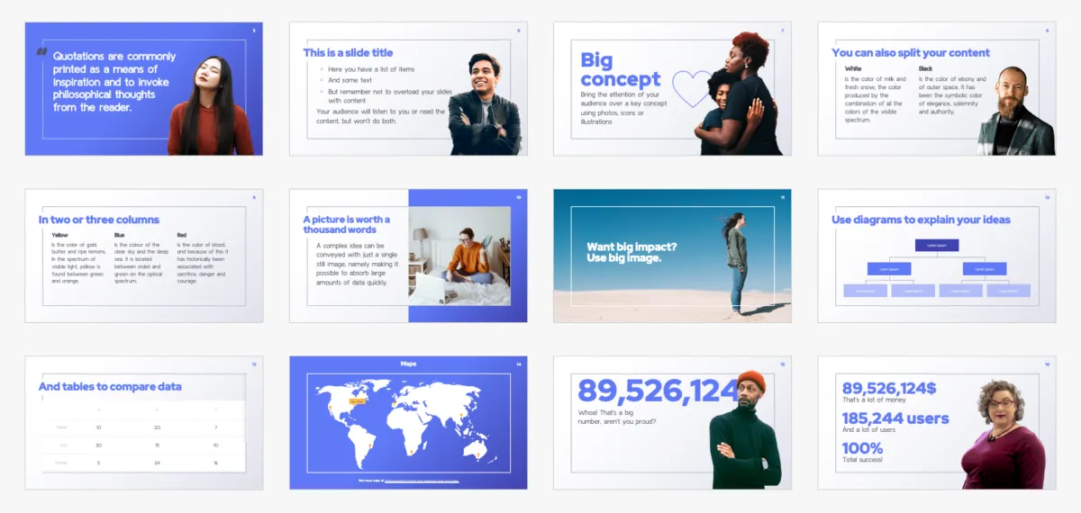 Free presentation template for pitch decks with diverse people