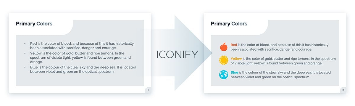 What can I use instead of bullet points in a presentation: Iconify