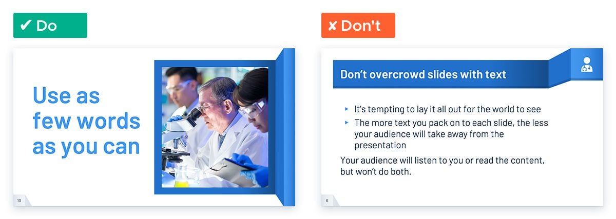 Create an Effective and Engaging Medical Presentation: Don’t overcrowd slides with text