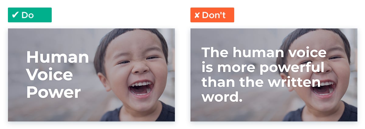 Tips For Working With White Space In Your Presentation Slides: Use words, not sentences