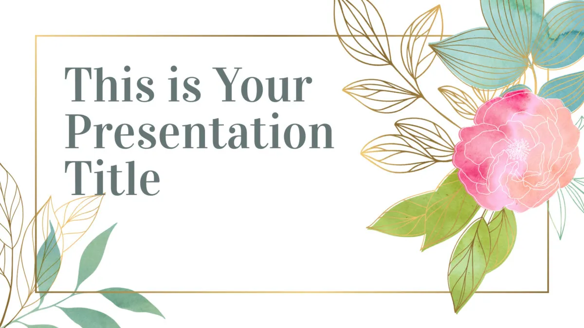 Free elegant Powerpoint template and Google Slides theme with floral watercolors