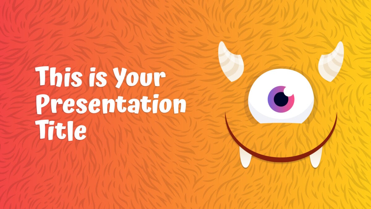 Free playful PowerPoint template and Google Slides theme with monsters for kids
