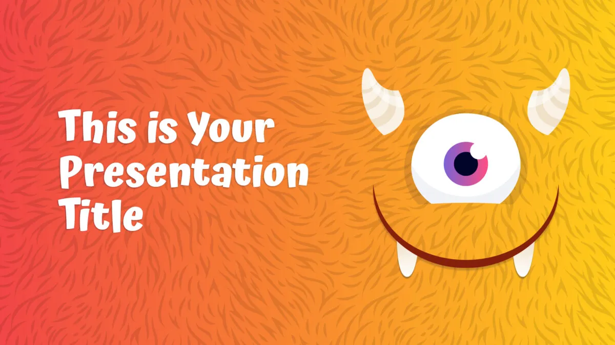 Free playful PowerPoint template and Google Slides theme with monsters for kids