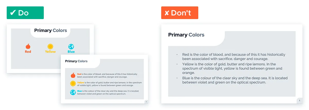 Easy Tricks for Designing a Text-heavy Presentation: Introduce then separate