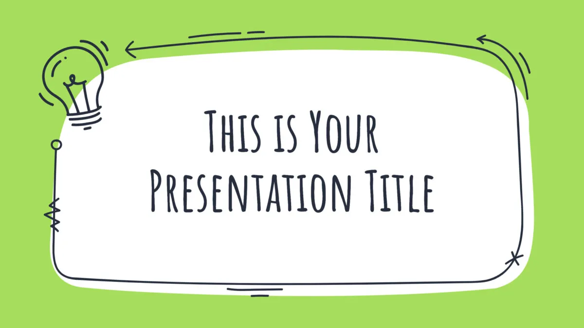 Plantilla de PowerPoint creativa gratuita y tema de Google Slides con garabatos y color verde