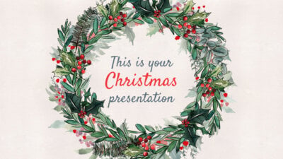 Free Christmas Powerpoint template and Google Slides theme with winter foliage