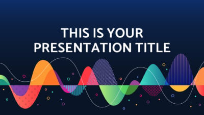 Free music Powerpoint template and Google Slides theme with colorful sound waves