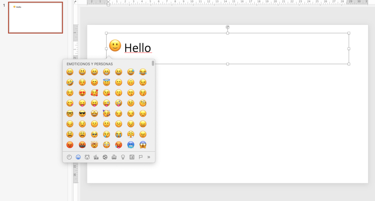Emoji panel in PowerPoint
