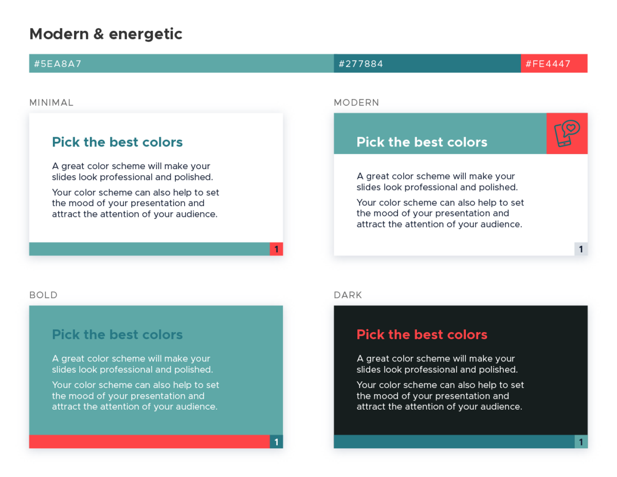 Color scheme for presentations - Modern and energetic