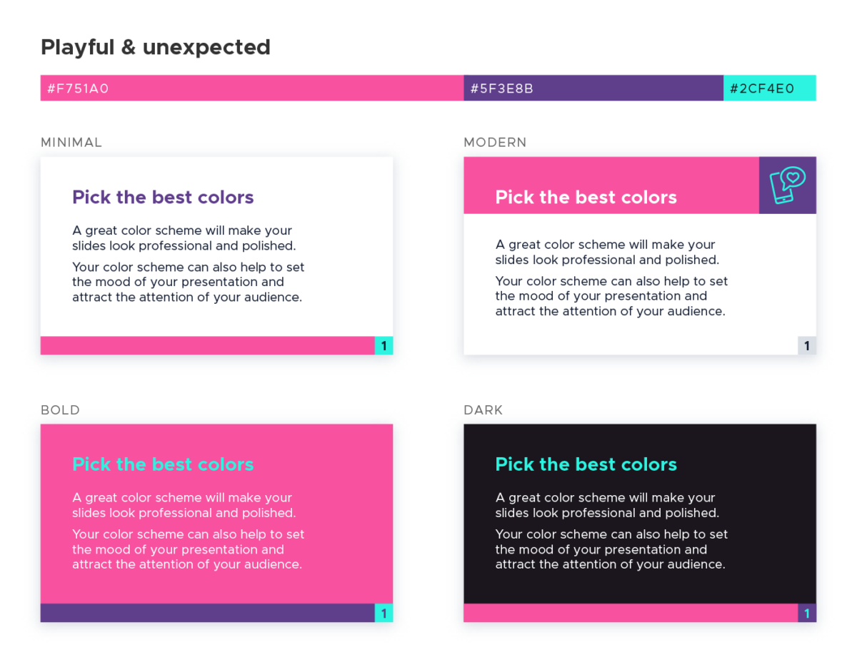 Color scheme for presentations - Playful and unexpected