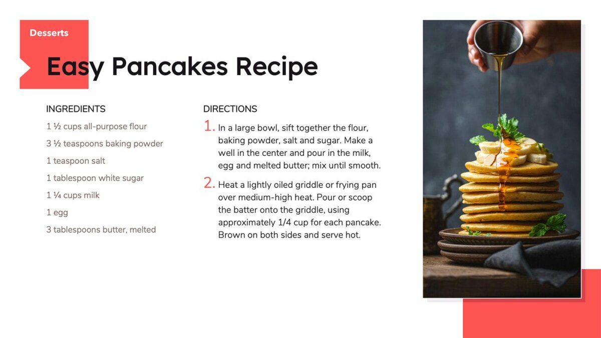 Recipe book made with Google Slides and CodeCanyon template