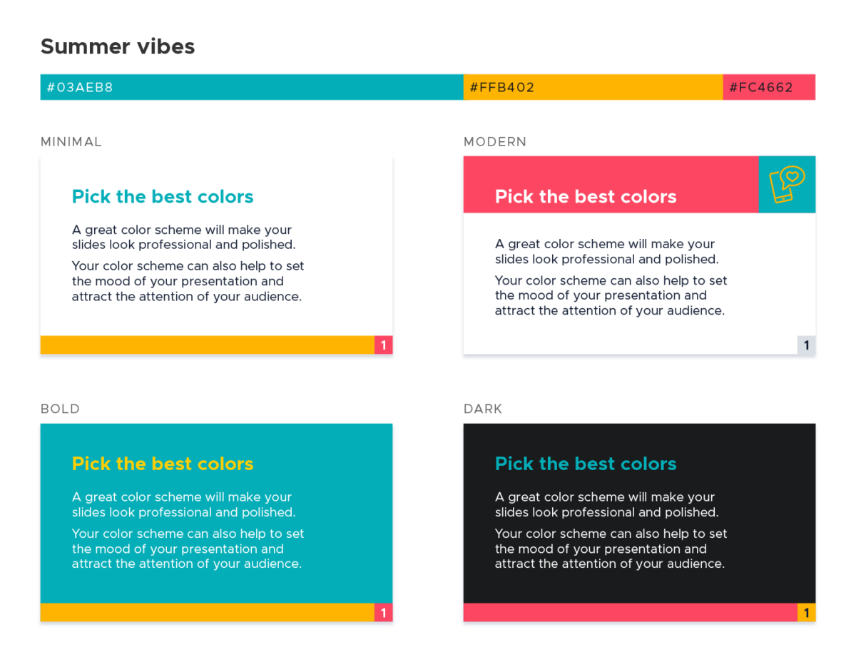 Color scheme for presentations - Summer vibes