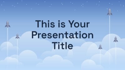 Free illustrated Powerpoint template or Google Slides theme with rockets taking off